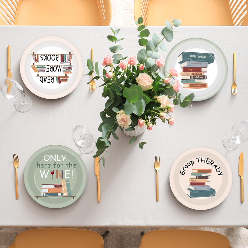 48Pcs Book Club Party Paper Plates 7'' Reading Club Birthday