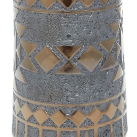 Deco 79 Porcelain Ceramic Tribal Decorative Vase Centerpiece Vase, Flower Vase for Home Decoration 7" x 7" x 16", Gold