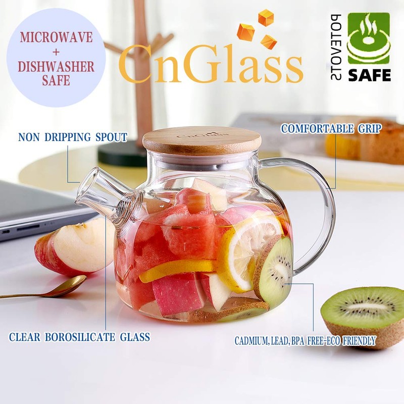 CnGlass Glass Teapot Stovetop Safe,20.3 oz Clear Tea pot with