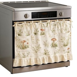 Bivpreom Oven Skirt with Pockets，Handmade Oven Curtain，Farmhouse Kitchen Decor Curtain for Dishwasher & Washing Machines & Stove
