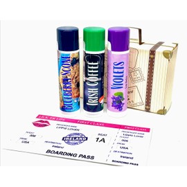 Lickerlips Globetrotter Lip Balm Bundle – Flavors Inspired by World Destinations – Natural Ingredients Sweetened Lip Care - Stocking Stuffers - 3 Tubes (Ireland)