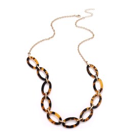BVGA Long Necklaces for Women Acrylic Tortoise Link Necklace Leopard Print Metal Oval Resin Chain Link Acetate Collar Necklace (Tortoiseshell)