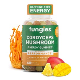 Fungies Cordyceps Mushroom Gummies 60 Count Caffeine Free Energy Boost Vegan Friendly
