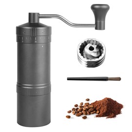 Manual Coffee Grinder, External Adjustable 0-35 Scale, CNC Stainless Steel Burr, 20g Max Capacity, Aluminum Alloy Housing, Double Bearing, Portable (Ti-brown, 7 Star)