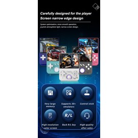 2025 My Mini Plus Retro Gaming Console, Handheld Game Console with 4000mAh Battery 3.5'' IPS Screen, 18000+Games，Support 30+ emulators Classic Games. Support WiFi & RTC (64G Cyan)