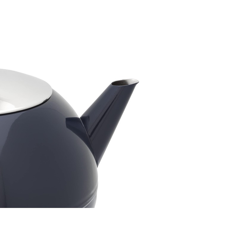 Bredemeijer Large Blue Bulbous Double-Walled Stainless Steel Teapot 1.2 Litres