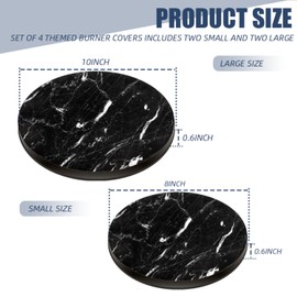Gas Stove Burner Covers,Set of 4,Covers for Electric Stovetop Kitchen,8 Inches and 10 Inches,Black And White Marble