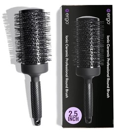 Ergo Ceramic Ionic Round Brush for Blow Out - Salon Quality Hair Brushes for Women - Roller Brush for Blow Drying, Wet and Dry Hair Styling, Volumizing Hair Care - Sizes: 2.5 Inch"
