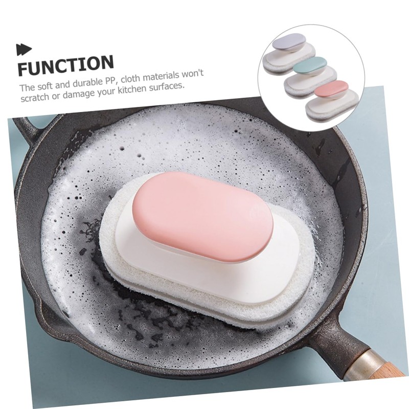CIYODO 3pcs Dish Scrubber Multipurpose Cleaning Brush Handle Quick-Drying Sponge
