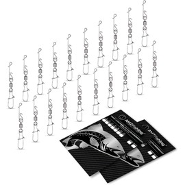 AMZfishing 20 x Knotless Connectors with High Performance Swivel | Knotless Connector with Swivel | Fishing Accessories | Swivel Assortment | Fishing Swivels | Fishing Swivels (20, 12)