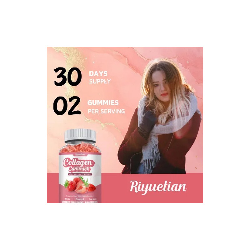 Riyuetian Gomitas Colágeno Vitamina-c Biotina Fresa 60