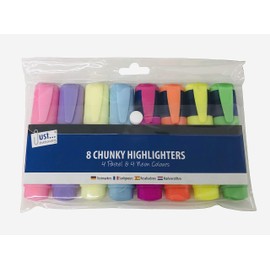 Just Stationery 8 Chunky Highlighters 4 Neon And 4 Pastel