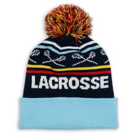ChalkTalkSPORTS Lacrosse Knitted Beanie Hat | Play Lacrosse Pom Beanie | Turquoise