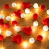 FYSUIMU 2Pcs Valentine's Day Felt Ball Banner with String Lights