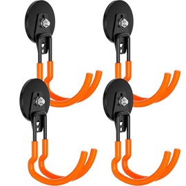 Heavy Duty Storage Magnetic Utility Hooks Large Garage Magnet Hooks with Anti-Slip Coating for Metal Cabinet,Pegboard,Garage Shelve,Garden Tools (Orange4pro)