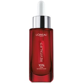 L'Oreal Paris Revitalift 10% Suero de Ácido Glicólico Puro para la Cara, Uniformiza Visiblemente el Tono y Reduce Arrugas, Sin Fragancia 1 fl oz (30ml