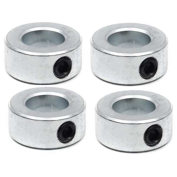 (4-Pack) 1/2” Bore Solid Steel Shaft Collars with Zinc Plated Coating - Durable Shaft Collars Suitable for Machinery and Industrial Use