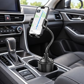 Car Cup Holder Phone Mount – Adjustable Base, Flexible Gooseneck & 360° Rotation for Smartphones