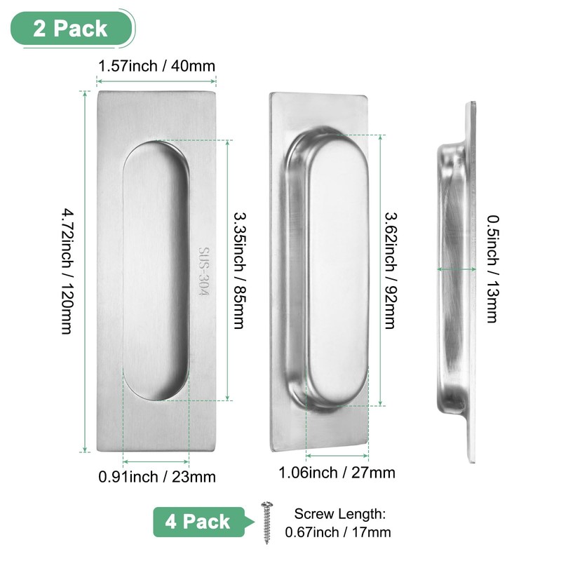 M METERXITY 2-Pack Recessed Finger Pulls, 4.72 Inch Inner Circle