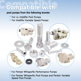 Pool Pump Bolt Kit for All Pentair Whisperflo/Intelliflo Pool & Spa Pumps, Complete Hardware Assembly Include Motor Bolts, Diffuser Screws, Washers, Nuts, Foot and Insert Bolt, Seal Plate Bolt, Etc