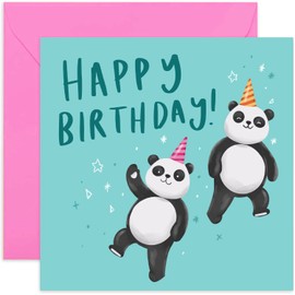 Old English Co. Happy Birthday Panda Card for Boy or Girl - Cute Child Birthday Card with Panda Illustration - Playful Birthday Card for Kids, Niece, Nephew, Godchild | Blank Inside with Envelope