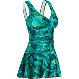 AONTUS Full-Figured Mastectomy Swimsuits Deep V-Neck Monkini Built-in Bra Boy Shorts Removable Cups Post-Surgery Confidence Quick-Dry M