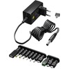 goobay 74436 Universal Power Supply 5 V - 15 V, Max. 36 W/DC Replacement Power Supply for TV, PC, Router, LED Strips, Variable Voltage, USB C, USB A, Micro USB, Includes 11 Adapters, Black