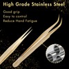 Miuffue Straight and Curved Pointed Tweezers for Eyelash Extension, 2