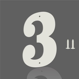 4 Inch White Metal Letters, Modern Metal House Address Letters and Numbers for Outside Signs, Outdoor Mailbox Numbers, for Door, Apartment, Office, Home Use(Number 3)