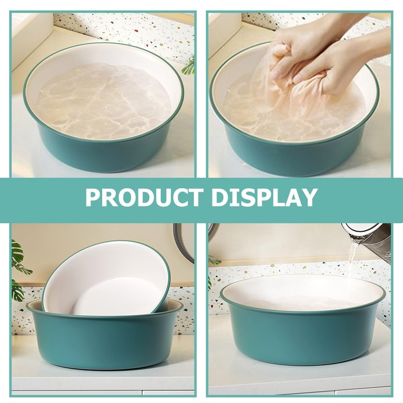 Angoily Plastic Wash Basin, Round Washing Bowl, Multipurpose Wash Pan