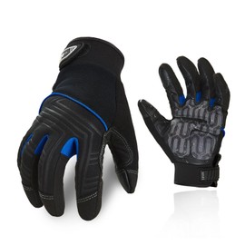 Vgo... Work Gloves Men in Cowhide Leather, Heavy Duty Mechanic Work Gloves Touchscreen Anti-Vibration Anti-abrasion Safety Gloves,1 Pair