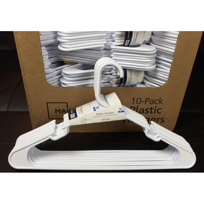 Lot 100 Mainstays Plastic Tubular Slotted White Adult Clothing Clothes