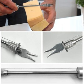 Stainless Steel Cheese Slicer Cheese Slicers Cheese Slicer with Wire Cheese Cutter Kitchen Cooking Tool Stainless Steel Double Wire Cheese Slicer Cheese Cutter with Fork Picker