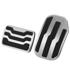 X AUTOHAUX Gas Brake Pedal Cover Anti Slip Foot Pedals for Ford F-150 2015 2016 2017 2018 2019 2020 Aluminum Alloy Silver Tone (Set of 2)