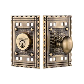 Nostalgic Warehouse Craftsman Single Cylinder Deadbolt, Antique Brass, Key Lock, 2-3/8 Inch Backset, Hand Assembled in USA, 5-Year Warranty