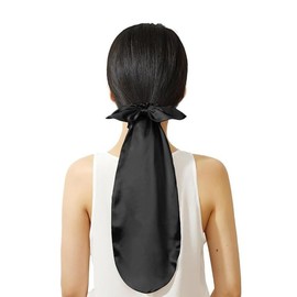 HUHUKEEP Silk Scrunchy Shiny Pony Cap, Night Cap, Hair Ends, Beautiful Pony, Long Hair, Silk, Hair Cap, Hair Tips, Scrunchies, Cute, Gentle, Protection, Protective Beauty Plaque, Black