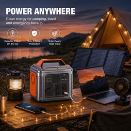300W Portable Power Station for Camping & Backup Charging – 296Wh Solar Generator with AC, USB, DC & LED Light