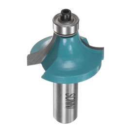 sourcing map Roundover Router Bit 1/2 Shank 1/2" Radius Carbide Tipped Edge Rounding Over Bit with Bearing Guide, Woodworking Milling Tool, Cyan