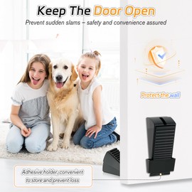 HAIMST Adjustable Large Door Stoppers, Heavy Duty Spring Loaded Tall Doorstop Jammer Rubber Door Stopper Wedge with Storage Holder for Any Heavy Doors up to 3" Gap, Black