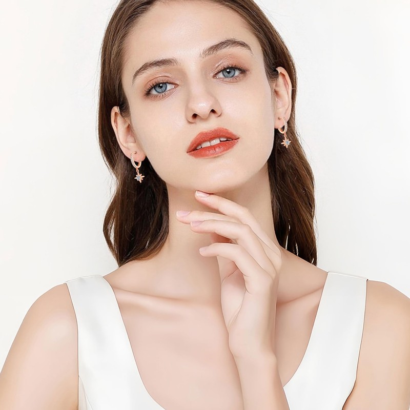 Loutade Silver Drop Hoop Earrings for Women, 925 Sterling Silver