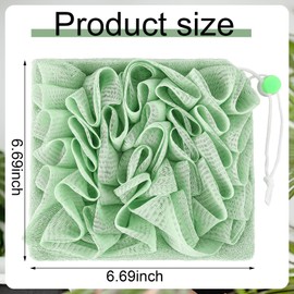 Swiffen 6 Pcs Washcloth Loofah Combo, 2 in 1 Bath Loofah Sponge Soft Loofah and Washcloth with Drawstring, Exfoliation Mesh Shower Puff Ball for Body Wash Cleansing and Smooth Skin(Multicolor)