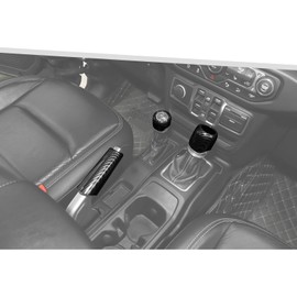 Jimen Fit for Jeep Wrangler JL JLU Gladiator JT 2018-2025, 4WD and Gear Shifter Knob Trim & Emergency Brake Handle Cover (Carbon Fiber)