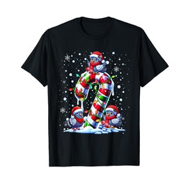 Three Santa Pigeons On Candy Cane Christmas Kids Toddler T-Shirt