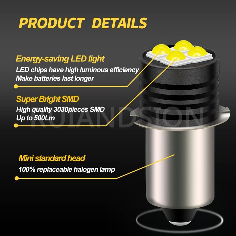 Ruiandsion P13.5S LED Flashlight Bulb 3V 3030 4SMD Chips LED