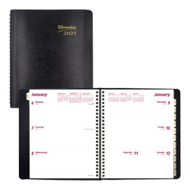 Brownline® 2025 Essential Weekly/Monthly Planner, 12 Months, January to December, Twin-Wire Binding, 8.5" x 6.75", Black (CB850.BLK-25)