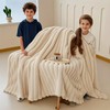 Luxury Cream Faux Rabbit Fur Sleep Blanket - Super Soft,