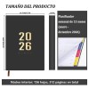 Agenda 2026 Negra A4 para Organización Diaria con Páginas Personalizadas