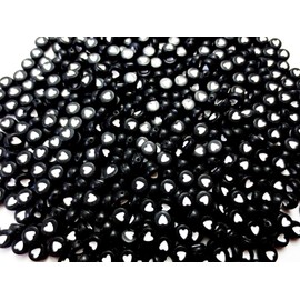 500pcs Heart Beads Round Flat Black 7mm Craft Material Huey h1478s03