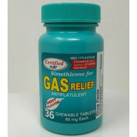 Assured 1-PK Assured Simethicone Gas Relief Chewable Tablets 80mg Anti-Gas Bloating 36CT