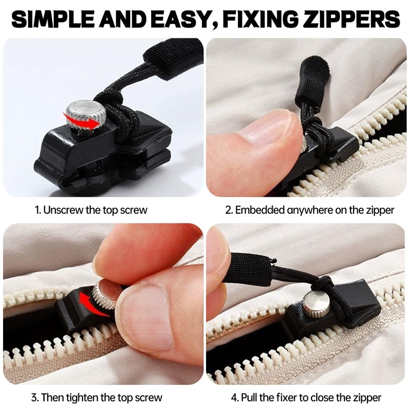 Zip Repair Set, Smavles Zip Black Fix Zip Puller, Zip